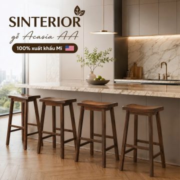 Ghế bar đơn không tựa màu nâu hạt dẻ 001- Walnut Stool Bar 001